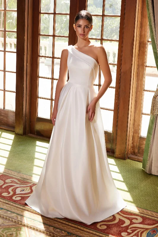 Nox Anabel E469 Elegant One Shoulder Long Satin A-Line Dress Tunics Hiking breathable