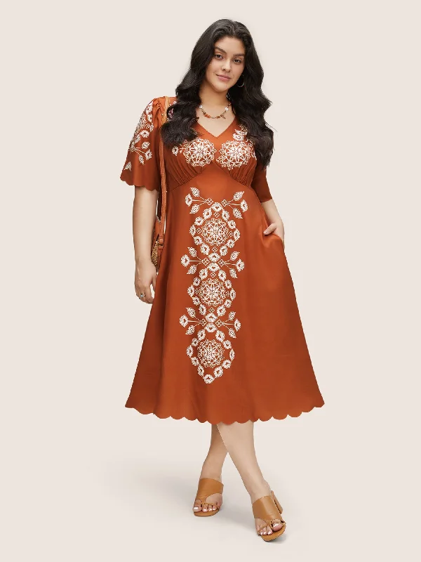 Bandana Print Pocket Pleated Detail Dress Tunics Essential wardrobe
