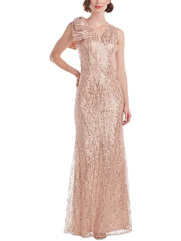 Womens Sequined Bow Evening Dress Tunics Travel practical