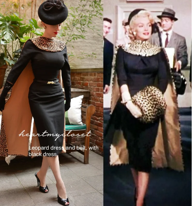 MONA leopard set, dress, cape and belt - retro vintage celebrity inspired Tunics Bridal satin