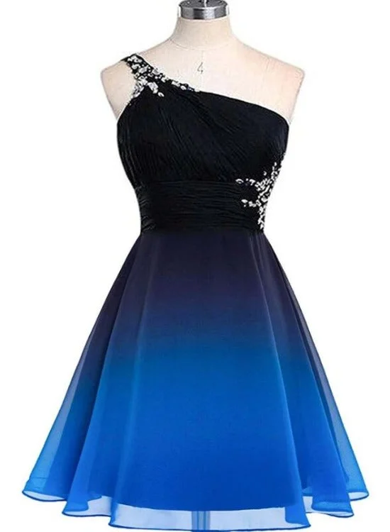 Lovely Blue Gradient Knee Length Party Dress, Blue Homecoming Dress Sequined Elegant Party