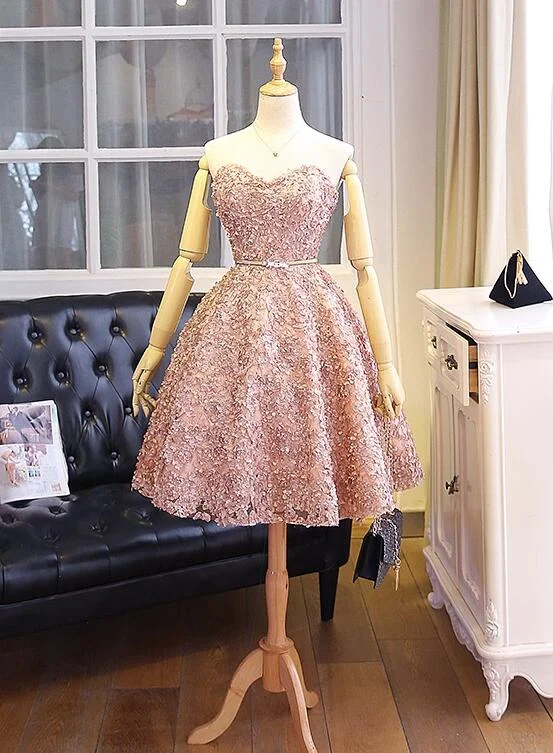 Cute Sweetheart Short Lace Party Dress, Homecoming Dress Tunics Chinos classic