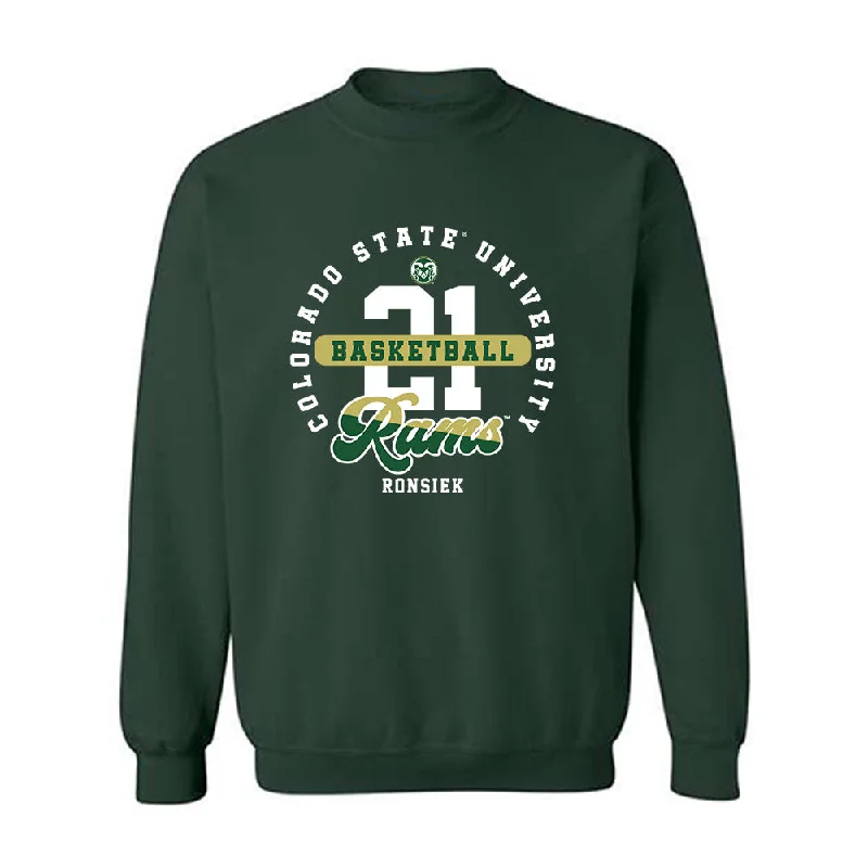Colorado State - NCAA Women's Basketball : Emma Ronsiek - Crewneck Sweatshirt Hoodie with Side Slits Relaxed Casual