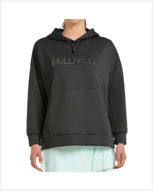Bullpadel Hoodie Silba Black Hoodie with Double Zipper Versatile Adjustable