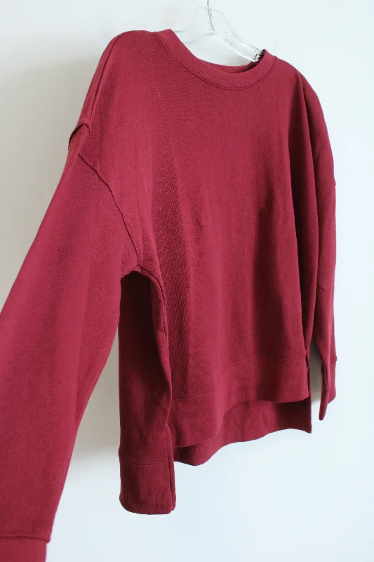 Time And Tru Red Sweatshirt | L (12/14) Hoodie with Set-In Sleeves Structured Classic
