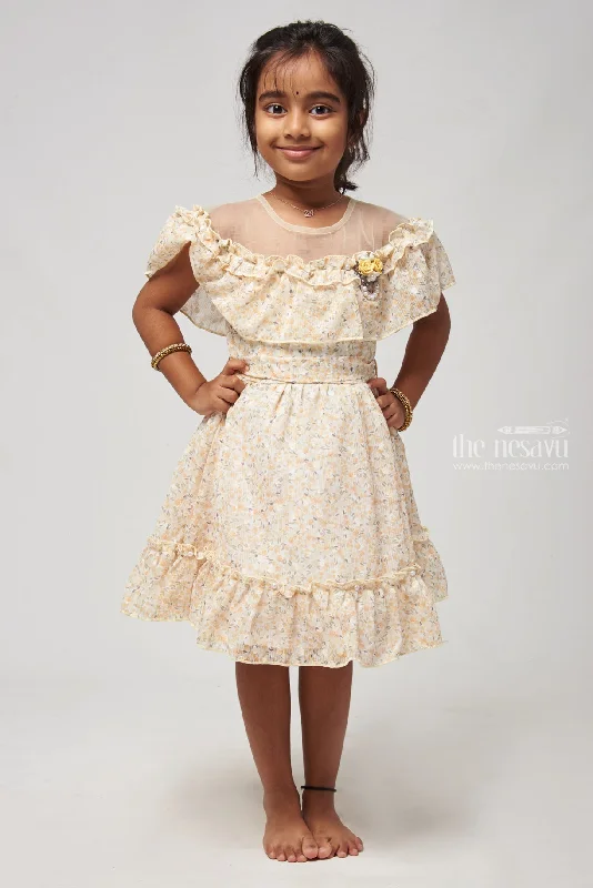 Yellow Floral Layered Flared Dress for Baby Elegance Tunics Modern contemporary