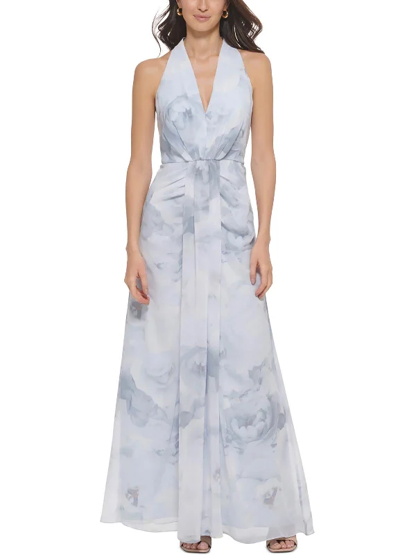 Womens Chiffon Floral Evening Dress Tunics Occasion special