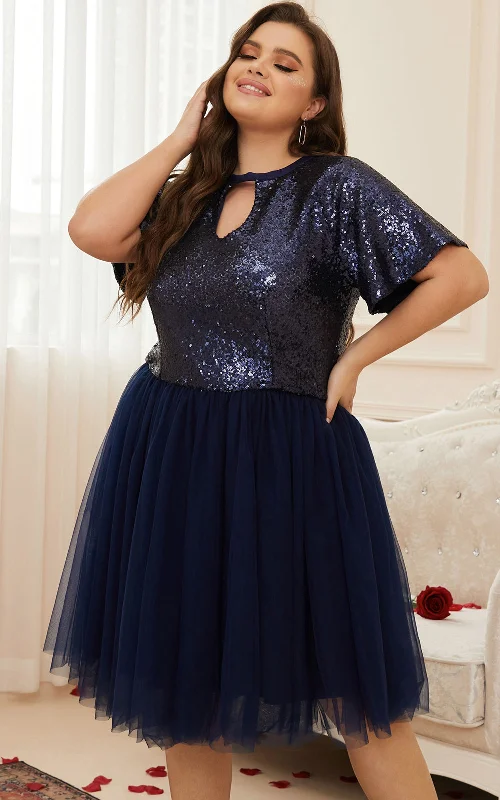 DolphinBanana Women Plus Size Sequins & Tulle Homecoming Party Dresses Tunics Favorite customer
