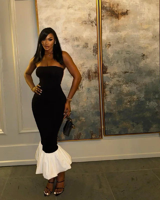 Sexy Black Strapless Mermaid Long Party Dress Evening Prom Dress, DP4734 Tunics Sophisticated sleek