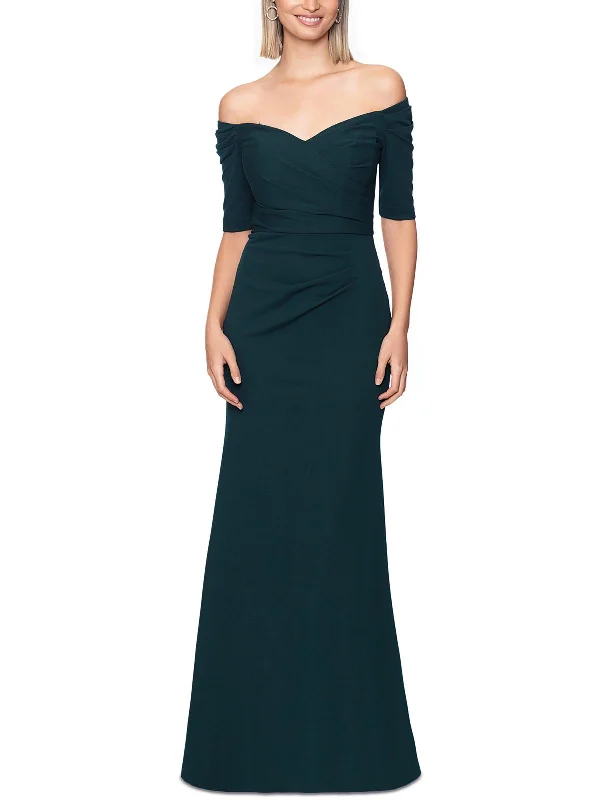 Womens Off-The-Shoulder Gathered Evening Dress Tunics Running lightweight