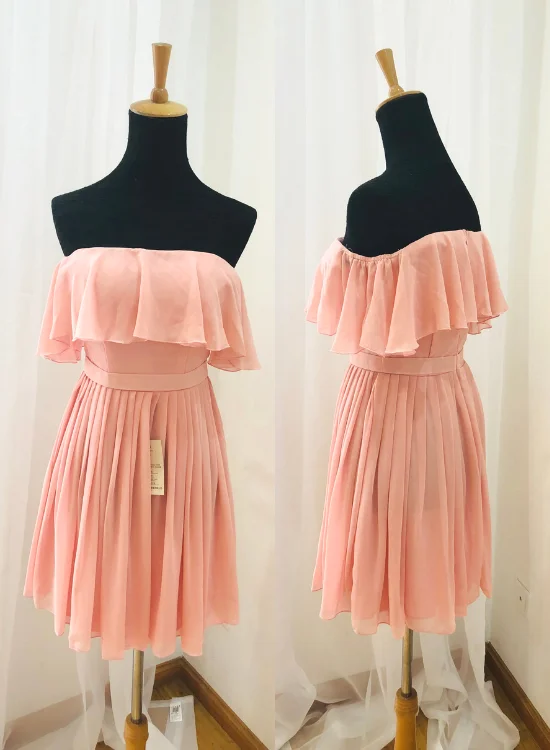 Beautiful Pink Off Shoulder Short Bridesmaid Dress in Stock, Lovely Party Dress, Bridesmaid Dress 2019 Tunics New arrival