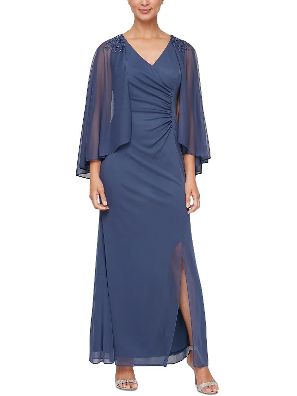 Womens Ruched Maxi Evening Dress Tunics Versatile functional