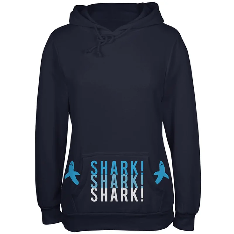 Shark Stacked Pocket Pet Attack Juniors Soft Hoodie Hoodie with Hidden Zipper Minimalist Clean