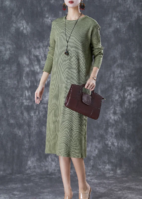 Bohemian Green Slim Fit Knit Long Dress Fall Tunics Bestseller popular
