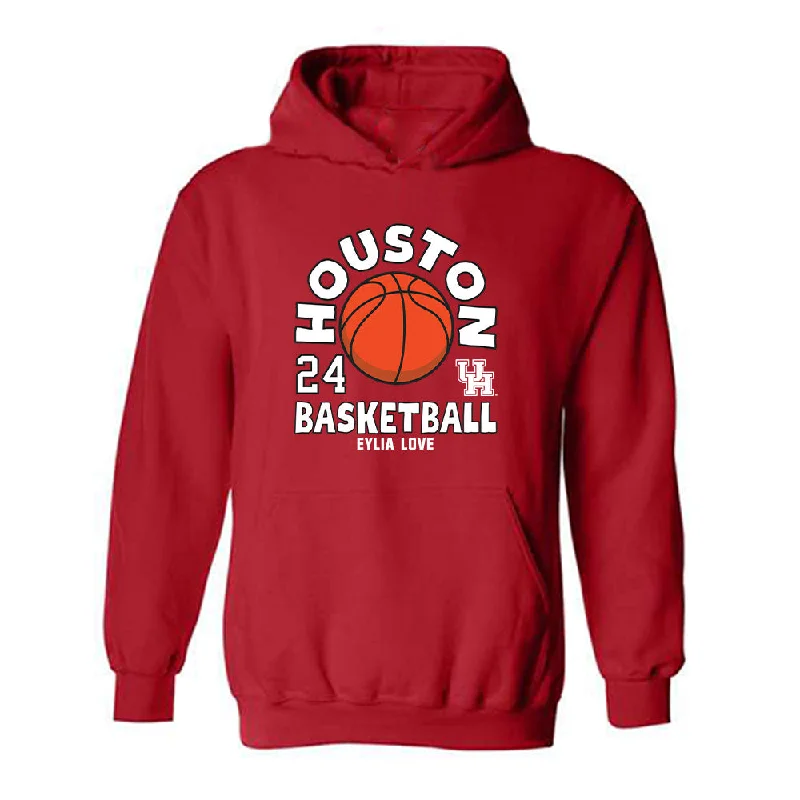 Houston - NCAA Women's Basketball : Eylia Love - Fashion Shersey Hooded Sweatshirt Hoodie with Lining Warm Insulated