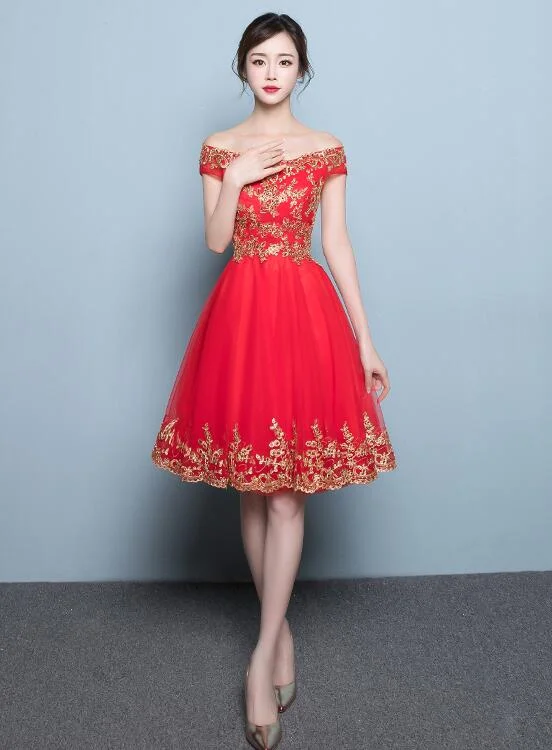 New Style Red Tulle Homecoming Dress , Red Party Dress Tunics Hiking breathable
