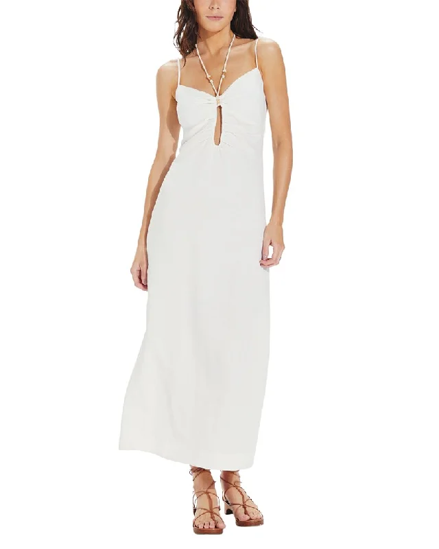 ViX Solid Daisy Detail Long Dress Tunics Trendy modern
