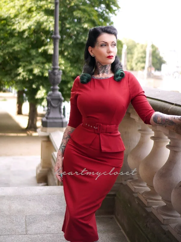 peplum waist - 50s inspired dress Tunics Bridal satin