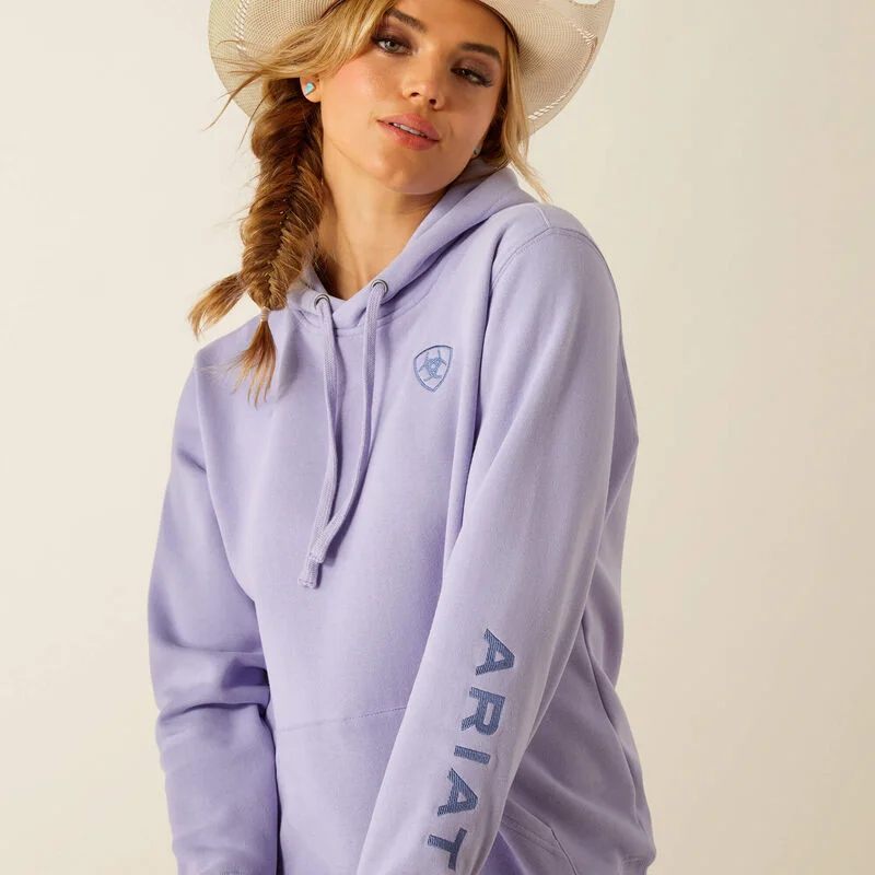 Women's Ariat Logo 2.0 Hoodie - Lavender Hoodie with Typography Text Message