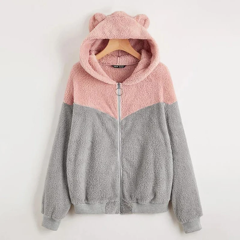 Women Warm Winter Hoodies Zipper Tops Hoodie with Hem Frayed Vintage Worn