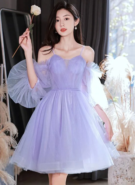 Lovely Lavender Short Party Dress Off Shoulder Dress, Cute Homecoming Dresses Tunics Trousers formal