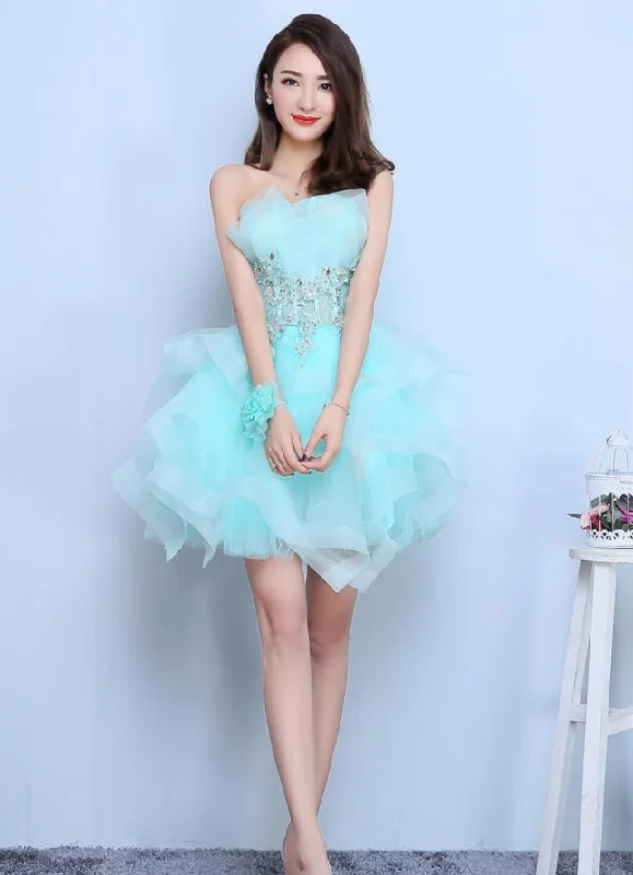 Lovely Mint Green Tulle Short Party Dresses Formal Dress, Cute Short Homecoming Dresses Tunics Top rated