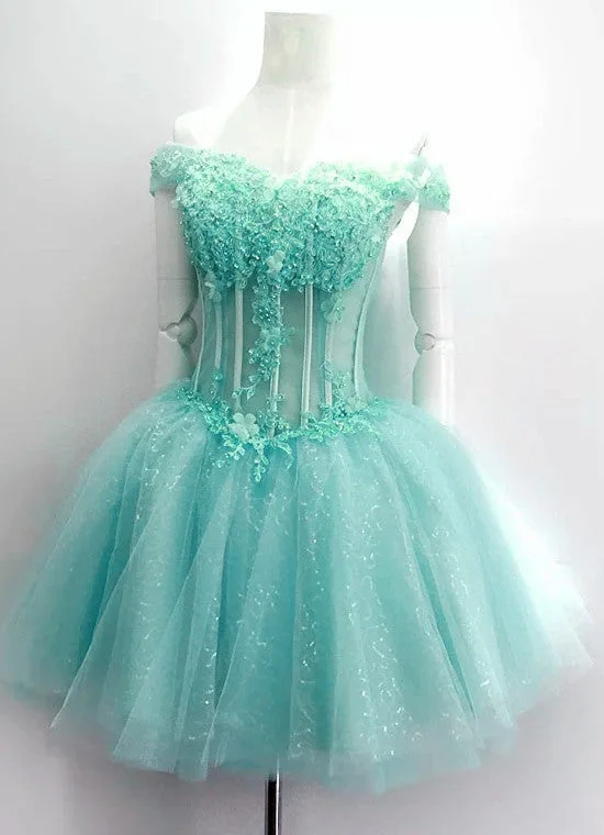 Beautiful Mint Green Tulle Sweetheart Short Prom Dress, Party Dress Tunics Trousers formal