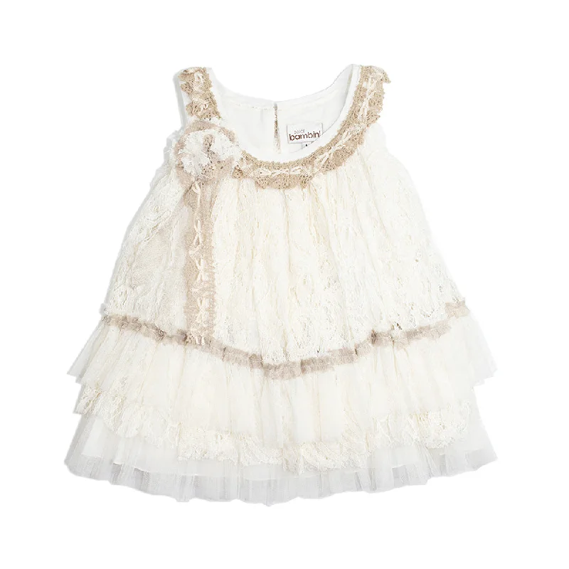 Dolce Bambini - Girls Lace Applique Party Dress Tunics Fashionable trendy