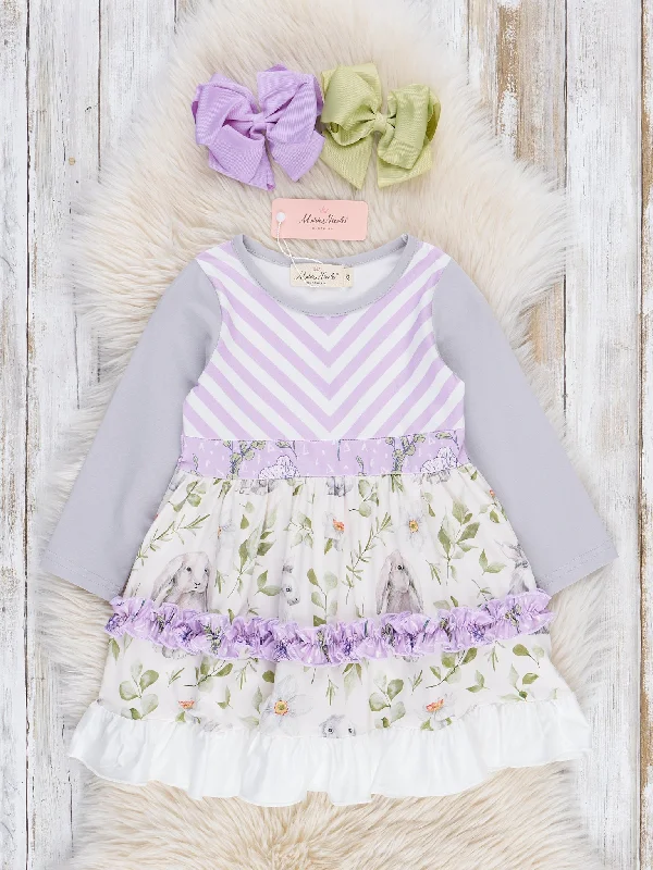 Heather Purple & Grey Floral Striped Dress Tunics Running lightweight