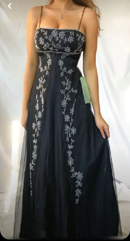 Black Spaghetti Straps A-Line Beading Vintage Long Party Dress Prom Dress, DP4699 Satin Halter Glamorous