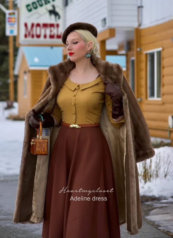 Adeline - colorblock 2-tone 1950s swing vintage inspired dress Boat Neckline Classic