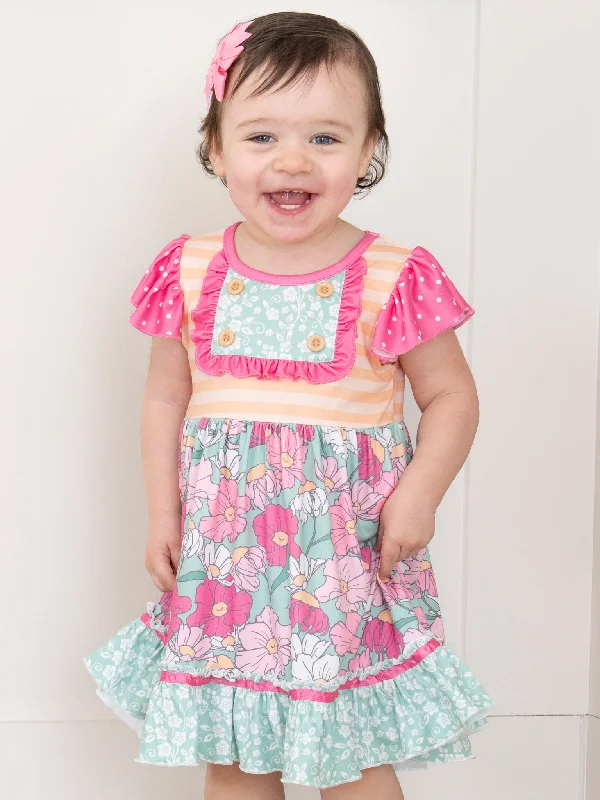 Sweet Blooms Floral Ruffle Dress - Cosmos Halter Neckline Beach