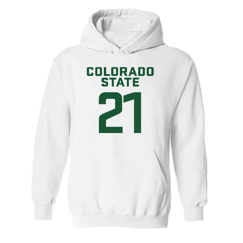 Colorado State - NCAA Women's Basketball : Emma Ronsiek - Hooded Sweatshirt Hoodie with Hem Detail Decorative Unique