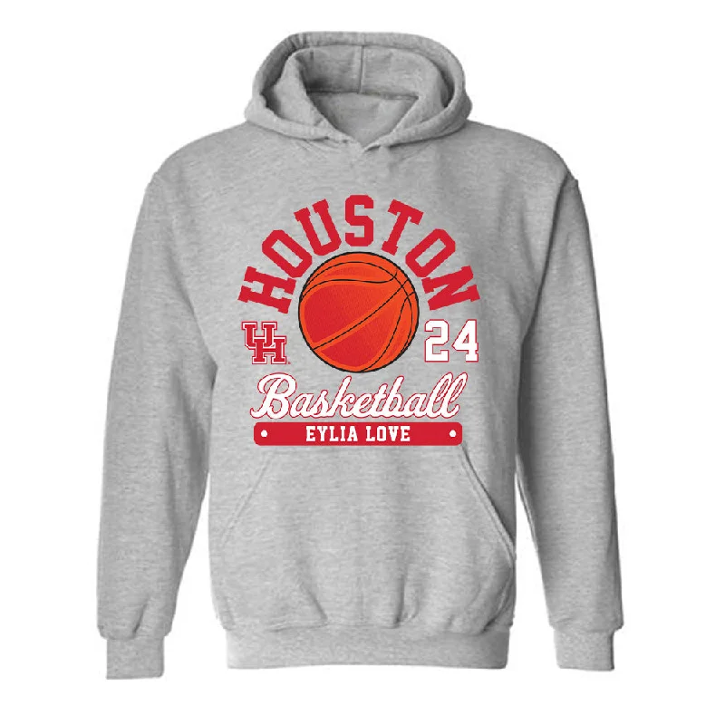 Houston - NCAA Women's Basketball : Eylia Love - Fashion Shersey Hooded Sweatshirt Hoodie with Embroidery Detailed Premium
