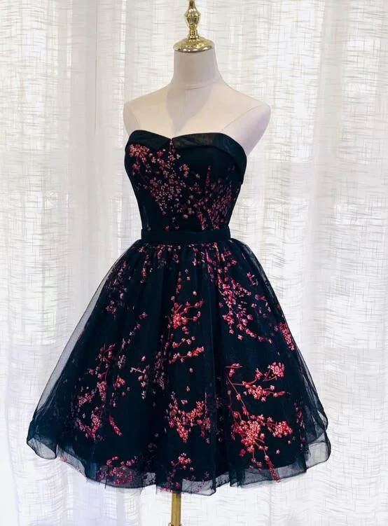 Black Tulle Scoop Homecoming Dress, Lovely Black Party Dress Mermaid Tail Wedding