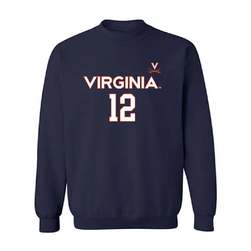 Virginia - NCAA Women's Basketball : Kamryn Kitchen - Replica Shersey Crewneck Sweatshirt Hoodie with Color Block Contrast Stylish