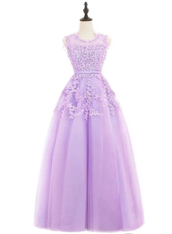 Beautiful Purple Ball Gown Tulle Long Party Dress, A-line Prom Dress Pleated Skirt Elegant