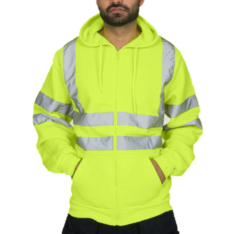 Men Reflective Sanitation Worker Uniform Hoodies Hoodie with Velcro Closure Adjustable Secure