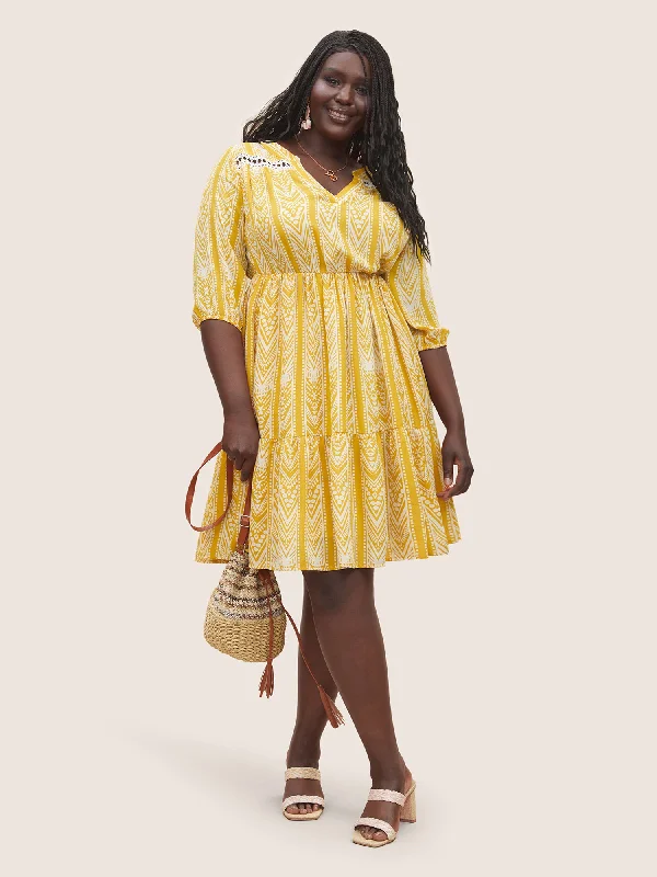 Bandana Geometric Notched Cut Out Dress Tunics Velvet soft