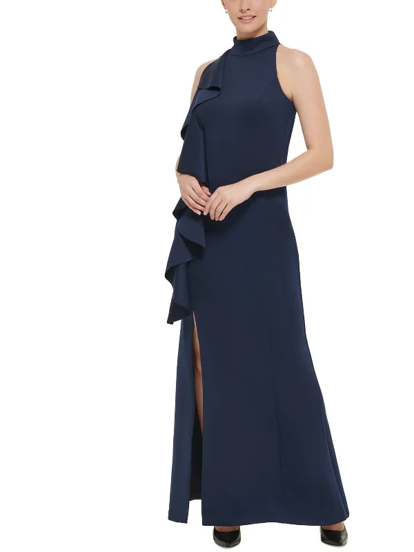 Womens Mock Neck Long Evening Dress Maxi Flowy Bohemian