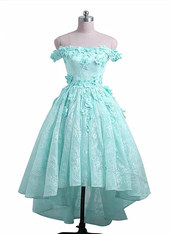 Lovely Mint Green High Low Lace Party Dress, New Prom Dress Tunics Essential wardrobe