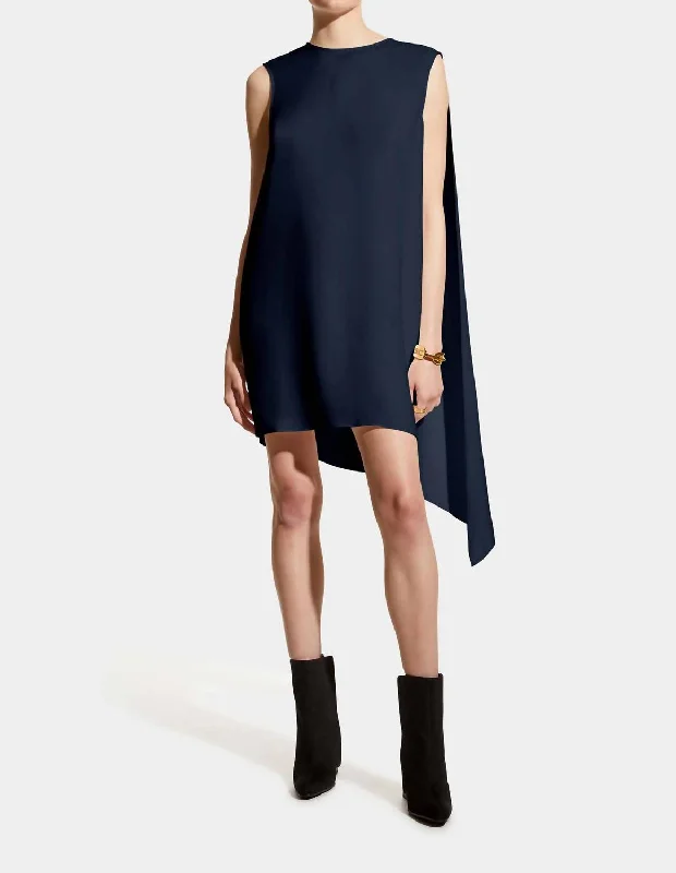 Matilde Dress In Midnight Blue Tunics Satin smooth