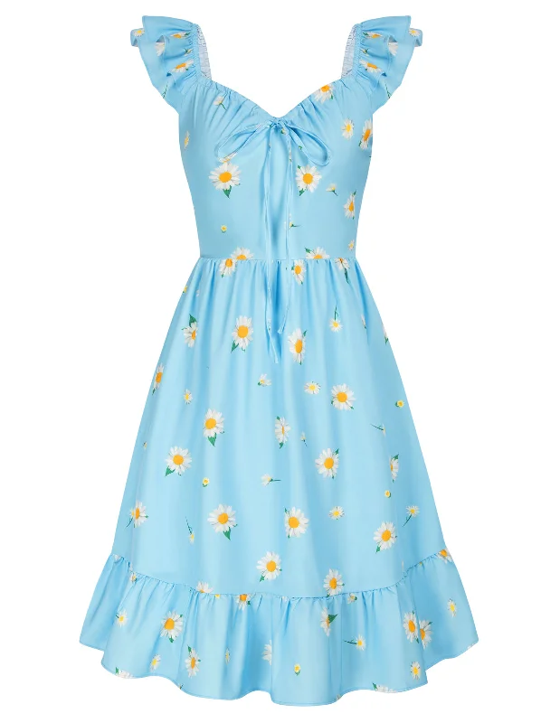 Floral Printed Square Neck Dress Smocked Back Tiered A-Line Dress Tunics Review highly