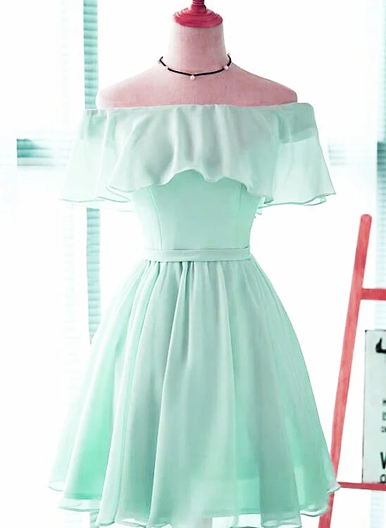 Beautiful Chiffon Mint Green Bridesmaid Dress, Short Party Dress Tunics Timeless classic