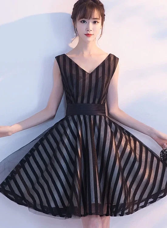 Cute Black V-neckline Short Party Dress, New Short Formal Dress Tunics Custom made