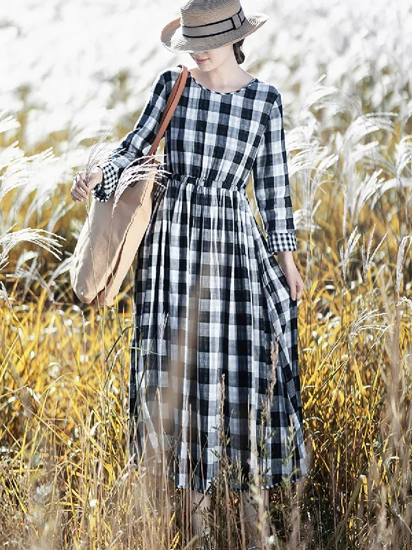 Women Spring Vintage Lattice Strap Waist Dress Tunics Sale discount
