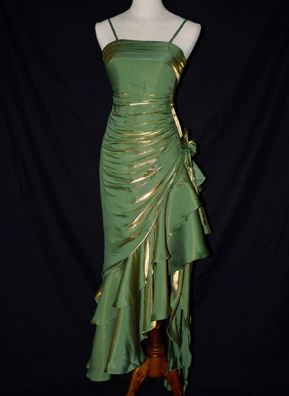 Satin Vintage Style High Low Straps Party Dress, High Low Prom Dress Evening Dress Tunics Chinos classic