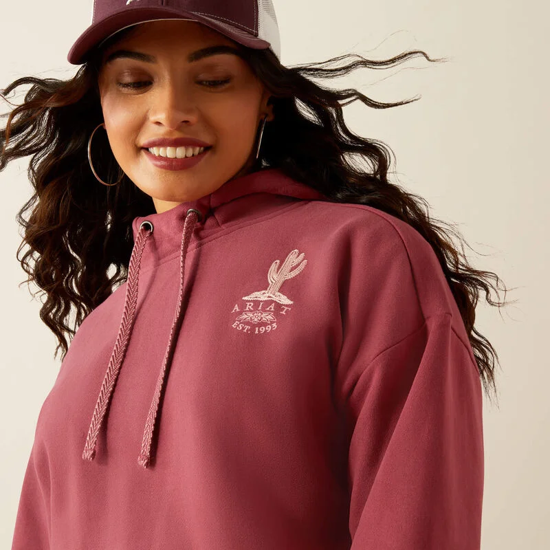 Women's Ariat Essential Hoodie - Dry Rose Hoodie with Color Block Contrast Stylish