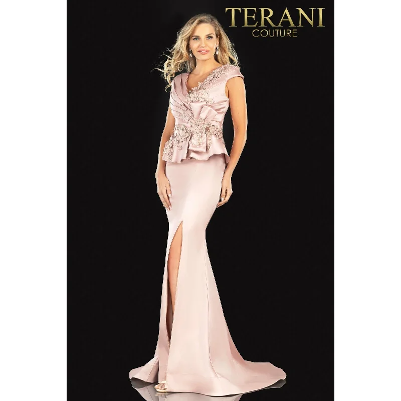 Terani Couture 2021M2994 Mother Of The Bride Dress Crew Neckline Sporty