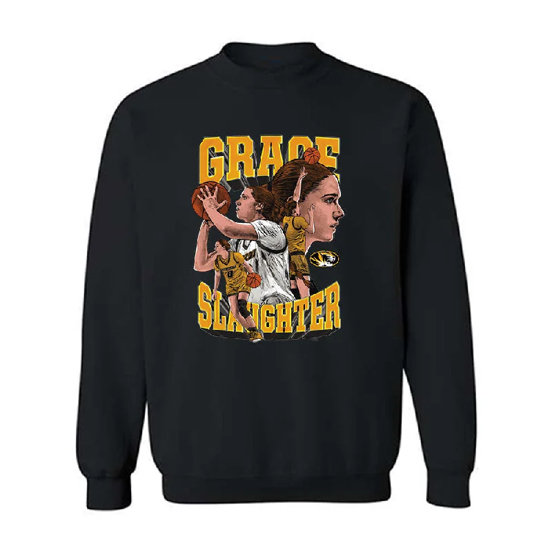 Missouri - NCAA Women's Basketball : Grace Slaughter - Player Collage Crewneck Sweatshirt Hoodie with Pattern Geometric Abstract